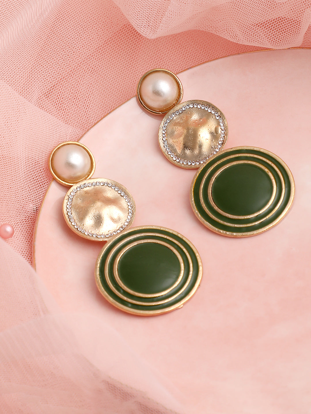GOLD PLATED PARTY DESIGNER STONE DROP EARRING FOR WOMEN