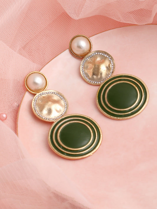GOLD PLATED PARTY DESIGNER STONE DROP EARRING FOR WOMEN