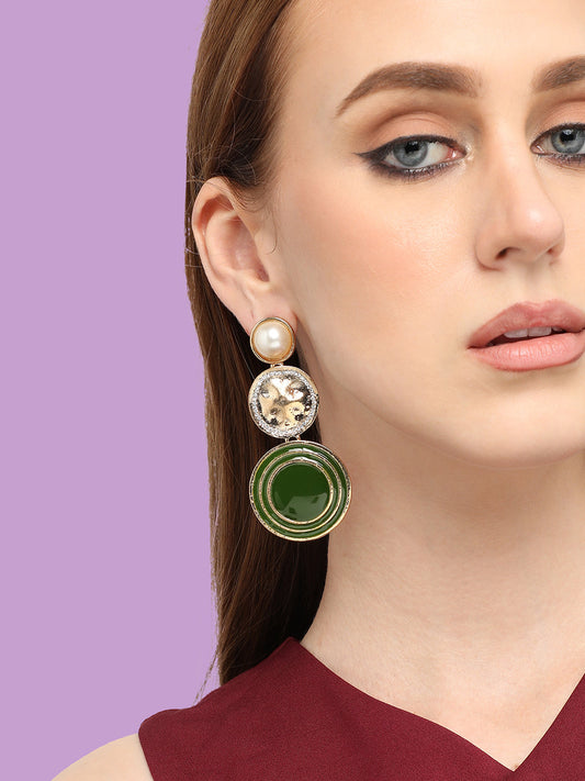 GOLD PLATED PARTY DESIGNER STONE DROP EARRING FOR WOMEN