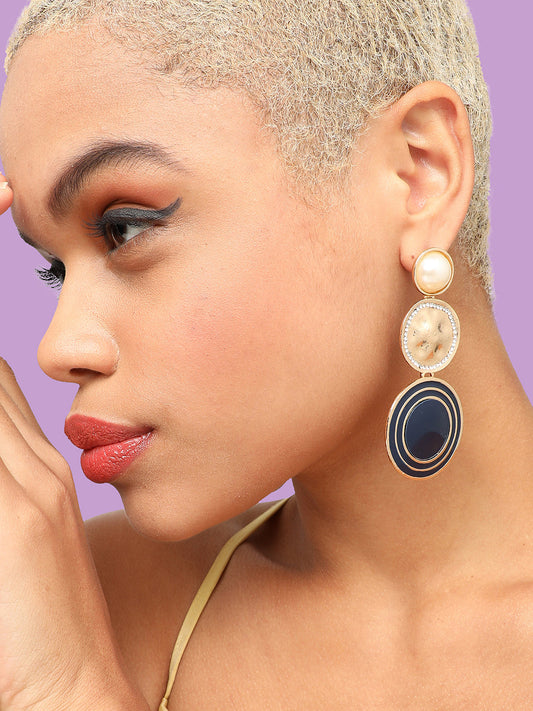 GOLD PLATED PARTY DESIGNER STONE DROP EARRING FOR WOMEN