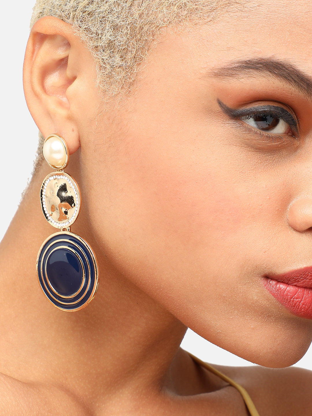 GOLD PLATED PARTY DESIGNER STONE DROP EARRING FOR WOMEN