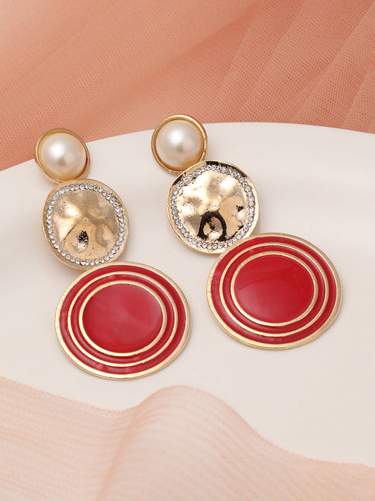 GOLD PLATED PARTY DESIGNER STONE DROP EARRING FOR WOMEN