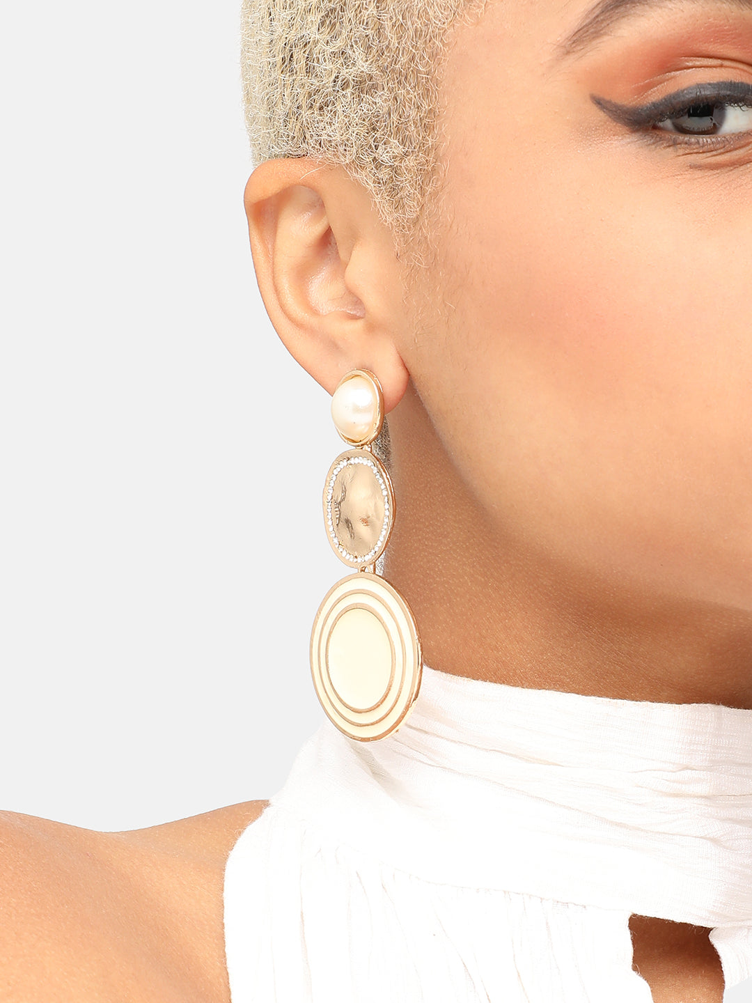 GOLD PLATED PARTY DESIGNER STONE DROP EARRING FOR WOMEN