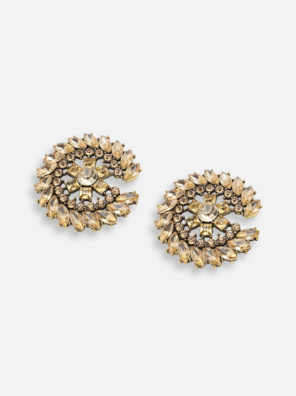 GOLD PLATED PARTY DESIGNER STONE STUD FOR WOMEN