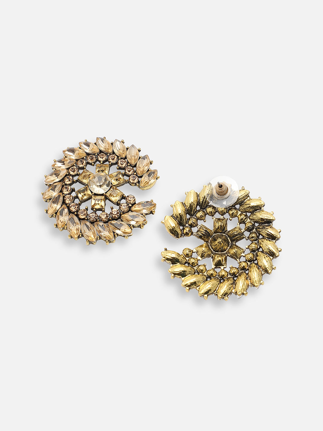 GOLD PLATED PARTY DESIGNER STONE STUD FOR WOMEN