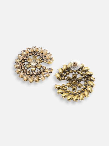 GOLD PLATED PARTY DESIGNER STONE STUD FOR WOMEN