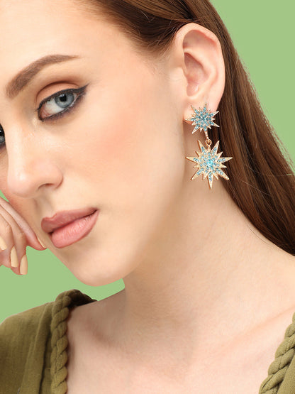 GOLD PLATED PARTY DESIGNER STONE DROP EARRING FOR WOMEN