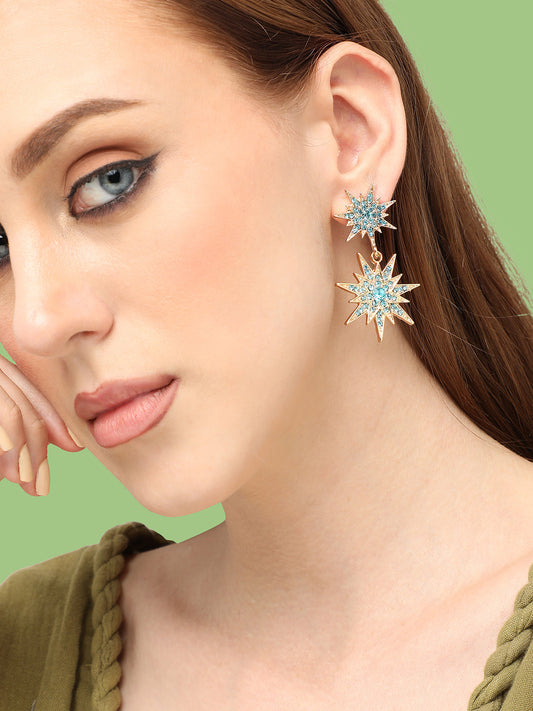 GOLD PLATED PARTY DESIGNER STONE DROP EARRING FOR WOMEN