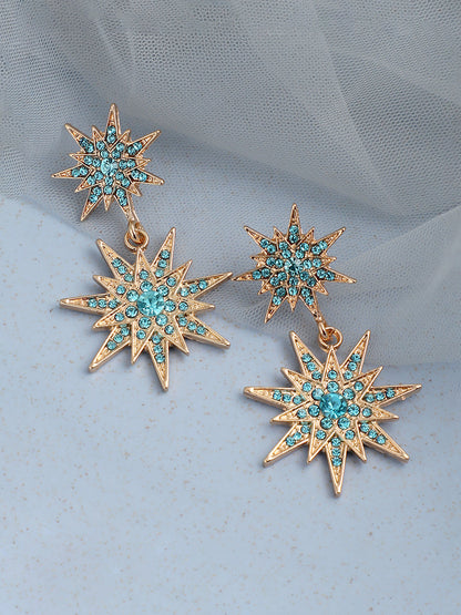 GOLD PLATED PARTY DESIGNER STONE DROP EARRING FOR WOMEN