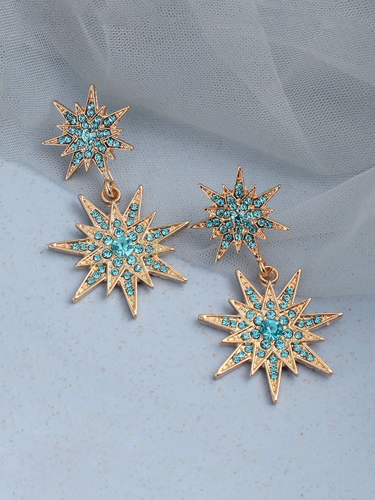 GOLD PLATED PARTY DESIGNER STONE DROP EARRING FOR WOMEN