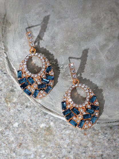 GOLD PLATED PARTY DESIGNER STONE DROP EARRING FOR WOMEN