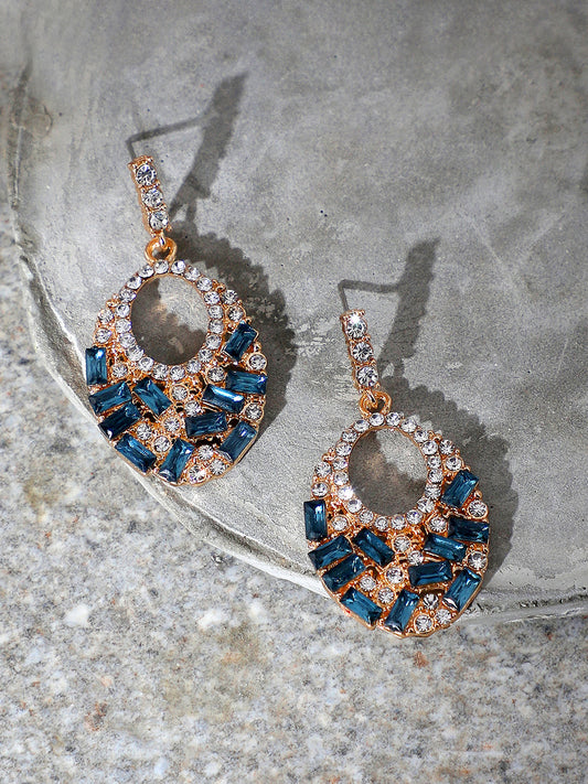 GOLD PLATED PARTY DESIGNER STONE DROP EARRING FOR WOMEN