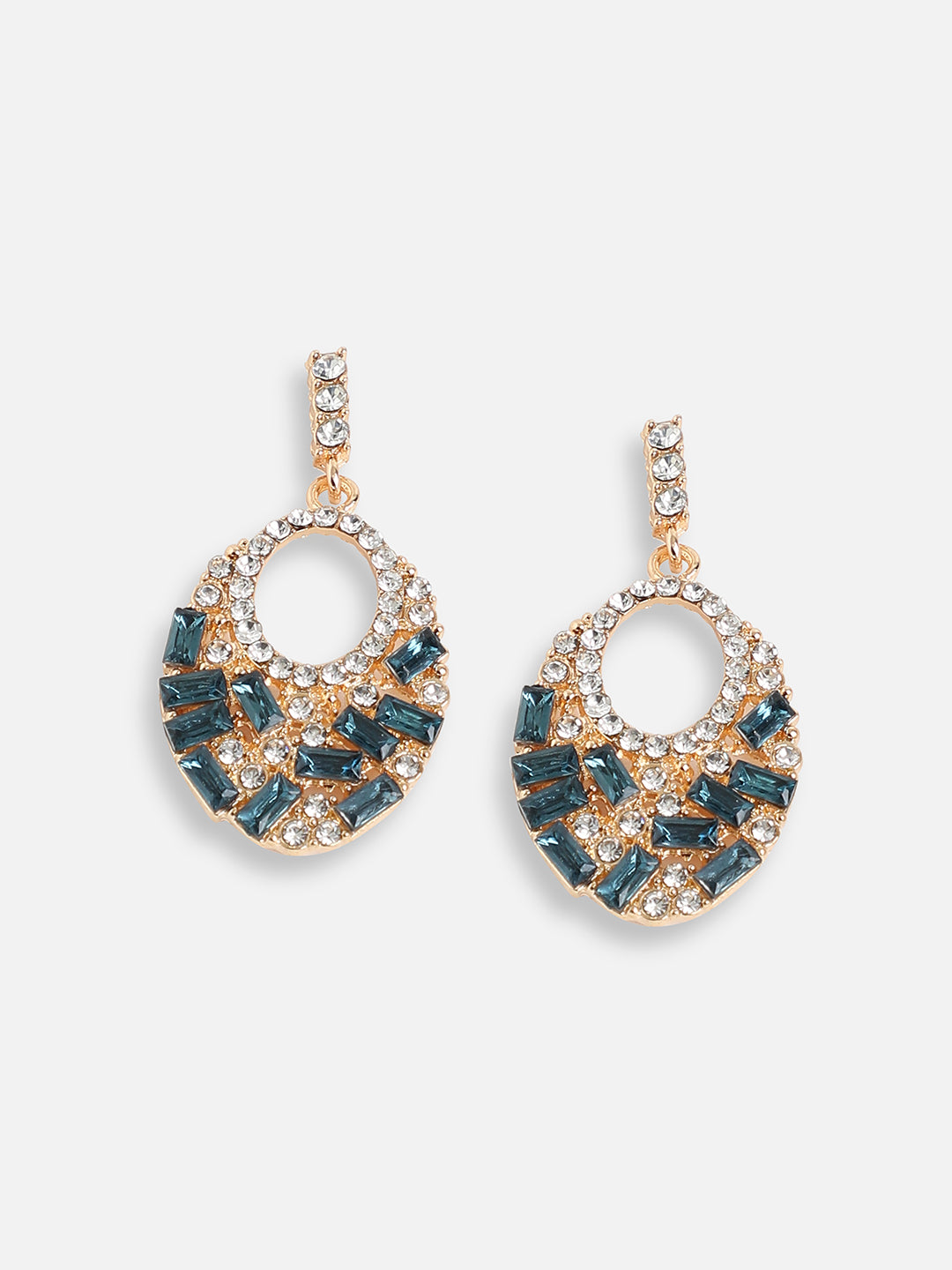 GOLD PLATED PARTY DESIGNER STONE DROP EARRING FOR WOMEN