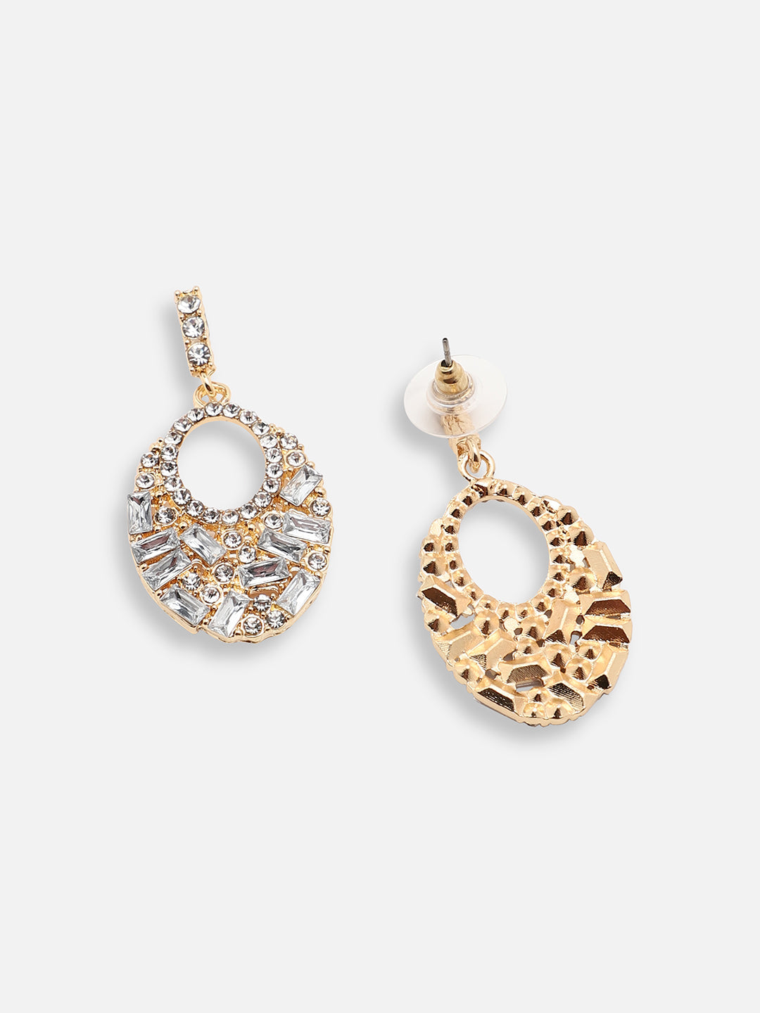 GOLD PLATED PARTY DESIGNER STONE DROP EARRING FOR WOMEN