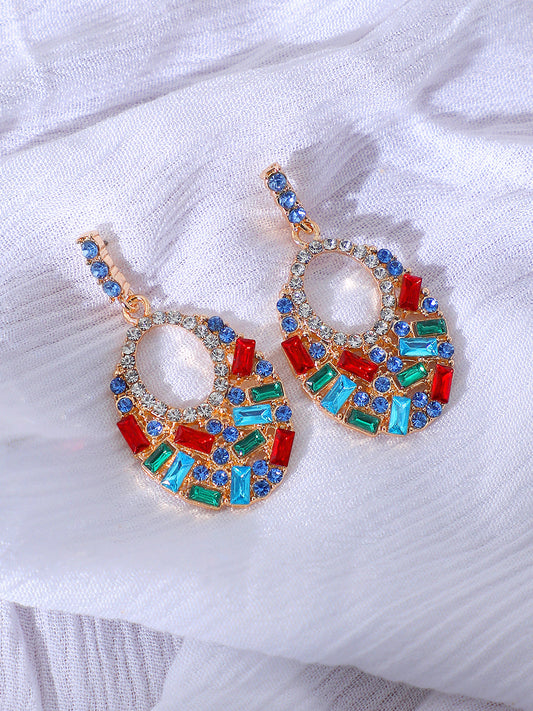 GOLD PLATED PARTY DESIGNER STONE DROP EARRING FOR WOMEN