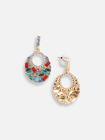 GOLD PLATED PARTY DESIGNER STONE DROP EARRING FOR WOMEN