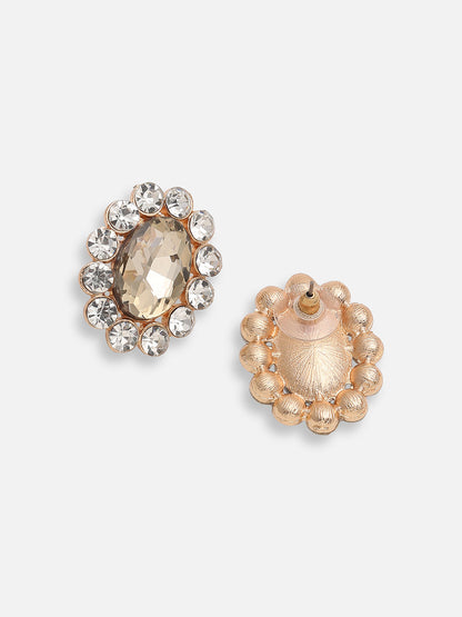 GOLD PLATED PARTY DESIGNER STONE STUD FOR WOMEN
