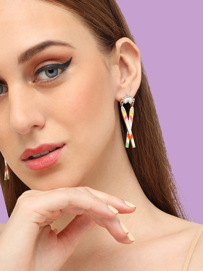 GOLD PLATED PARTY DESIGNER STONE DROP EARRING FOR WOMEN