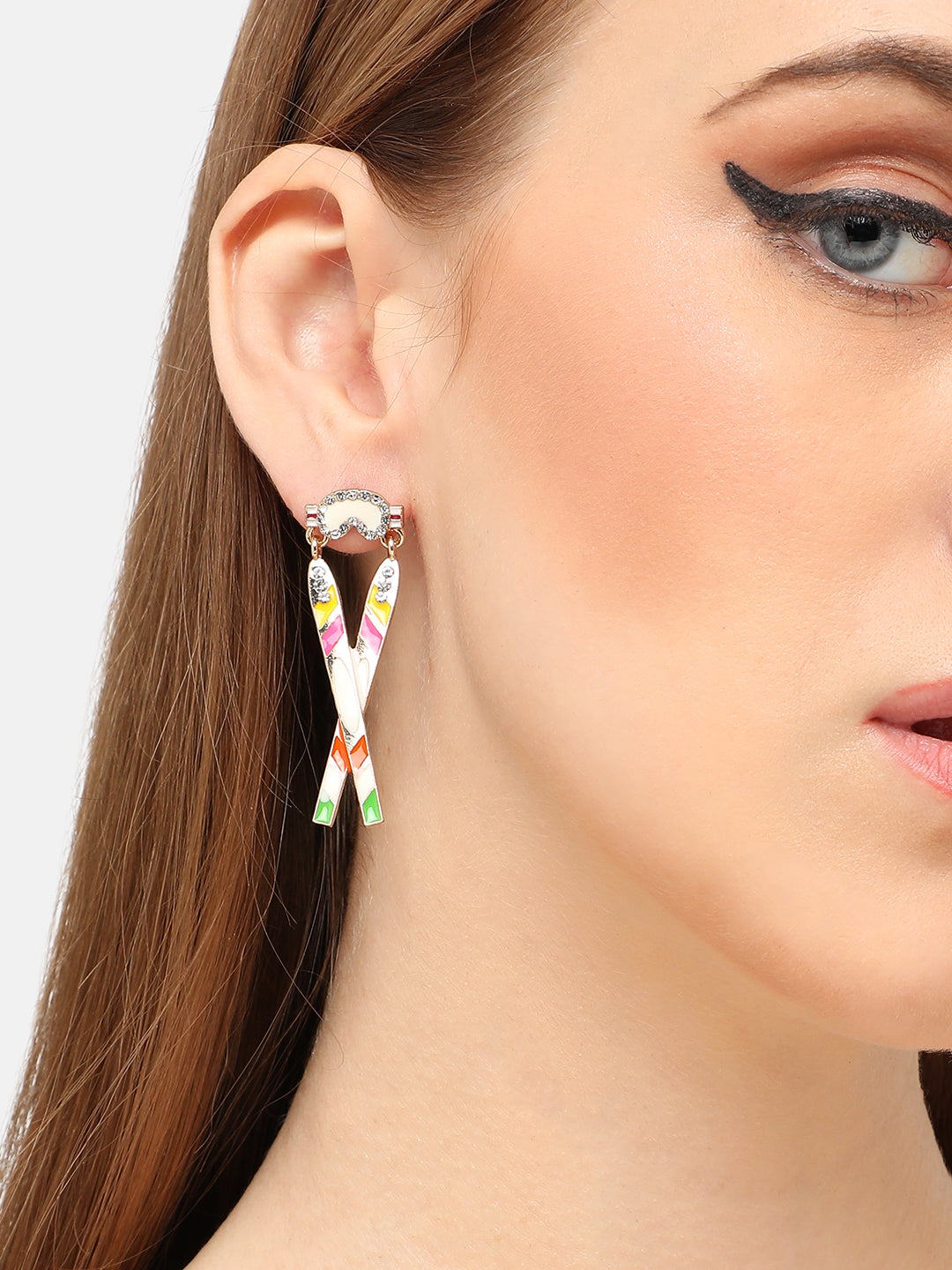 GOLD PLATED PARTY DESIGNER STONE DROP EARRING FOR WOMEN