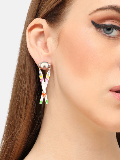 GOLD PLATED PARTY DESIGNER STONE DROP EARRING FOR WOMEN
