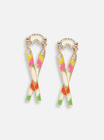 GOLD PLATED PARTY DESIGNER STONE DROP EARRING FOR WOMEN
