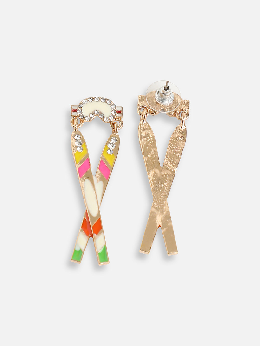 GOLD PLATED PARTY DESIGNER STONE DROP EARRING FOR WOMEN