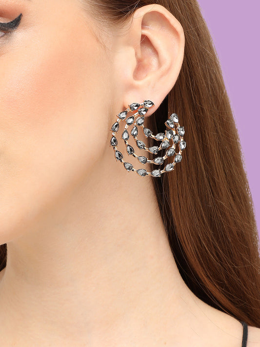 GOLD PLATED PARTY DESIGNER STONE STUD FOR WOMEN