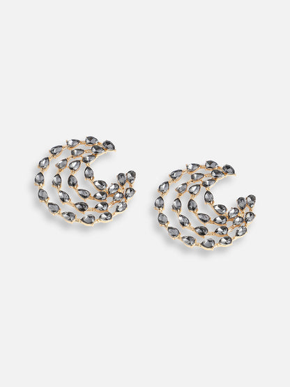 GOLD PLATED PARTY DESIGNER STONE STUD FOR WOMEN