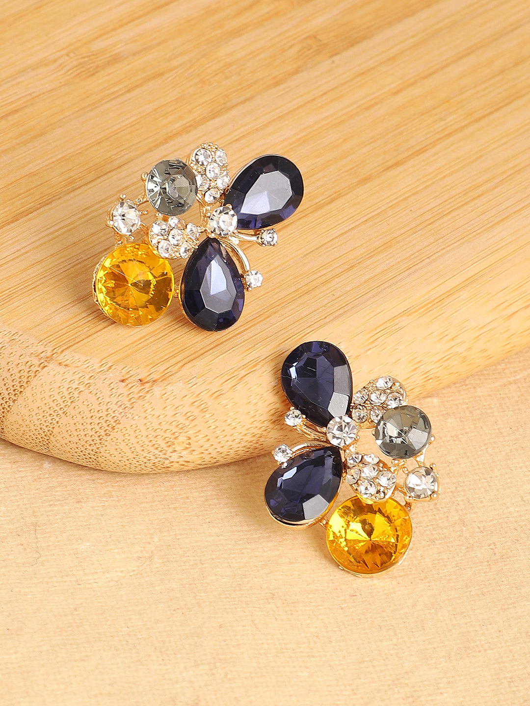 GOLD PLATED PARTY DESIGNER STONE HOOP EARRING FOR WOMEN