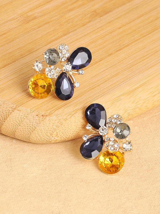 GOLD PLATED PARTY DESIGNER STONE HOOP EARRING FOR WOMEN
