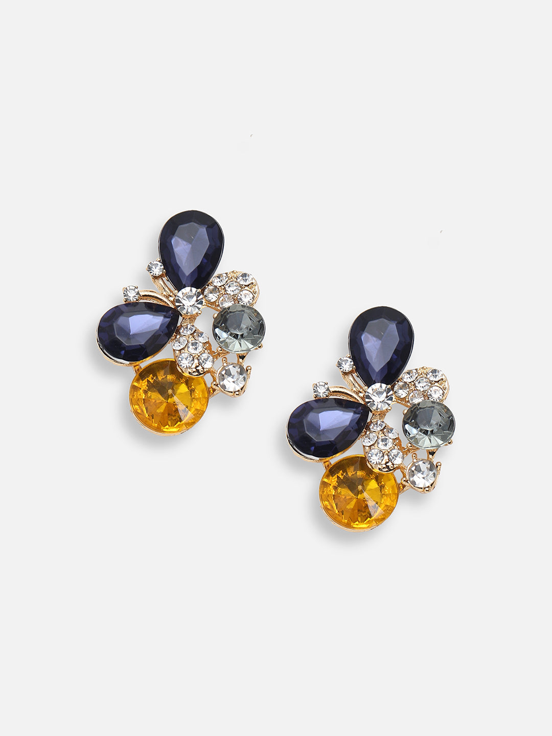 GOLD PLATED PARTY DESIGNER STONE HOOP EARRING FOR WOMEN