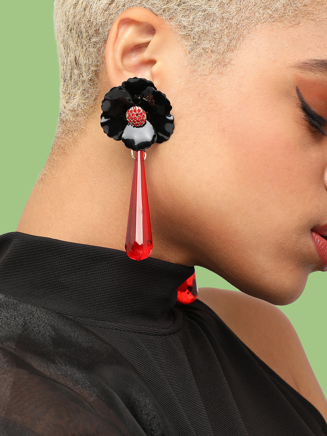 GOLD PLATED PARTY DESIGNER STONE DROP EARRING FOR WOMEN