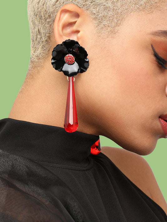 GOLD PLATED PARTY DESIGNER STONE DROP EARRING FOR WOMEN