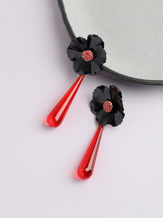 GOLD PLATED PARTY DESIGNER STONE DROP EARRING FOR WOMEN