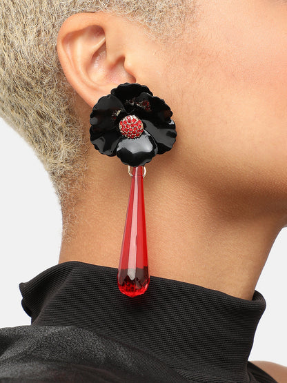 GOLD PLATED PARTY DESIGNER STONE DROP EARRING FOR WOMEN