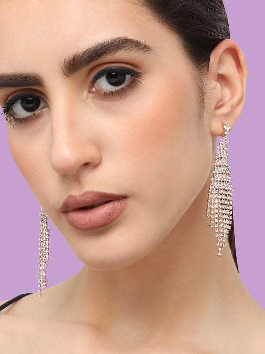 Silver Plated Designer Stone Party Drop Earring For Women