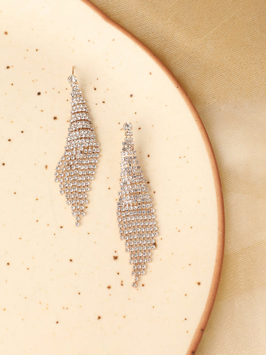 Silver Plated Designer Stone Party Drop Earring For Women