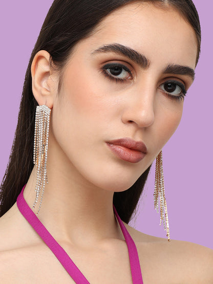 Silver Plated Designer Stone Party Drop Earring For Women