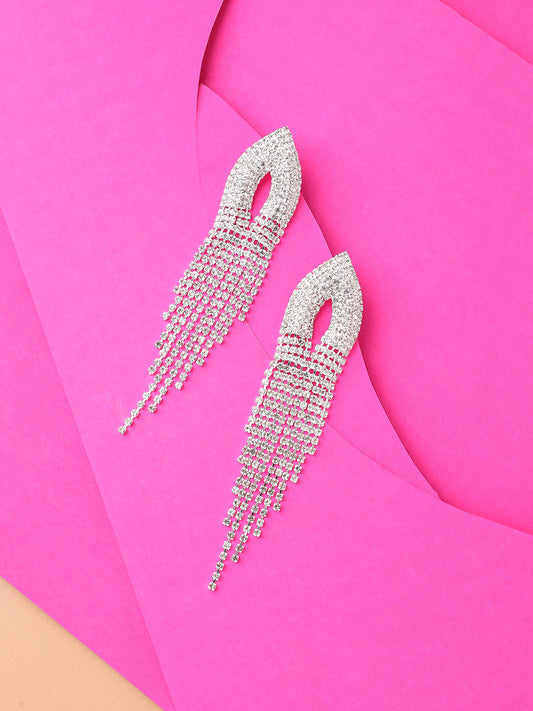 Silver Plated Designer Stone Party Drop Earring For Women