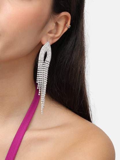 Silver Plated Designer Stone Party Drop Earring For Women