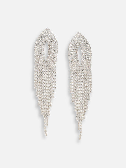 Silver Plated Designer Stone Party Drop Earring For Women