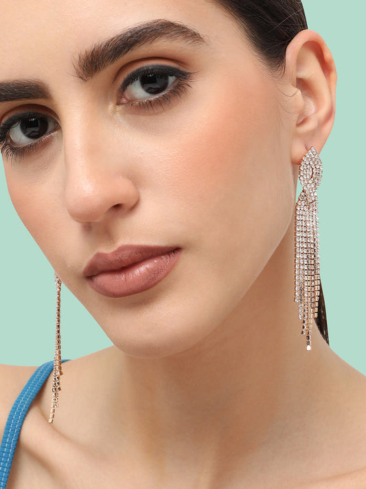 Silver Plated Designer Stone Party Drop Earring For Women
