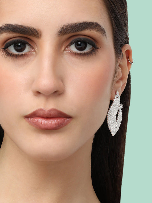 Silver Plated Designer Stone Party Stud For Women