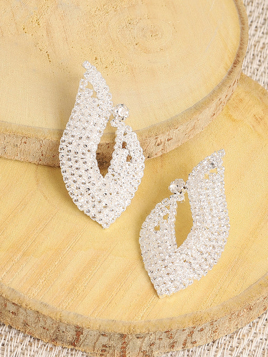 Silver Plated Designer Stone Party Stud For Women