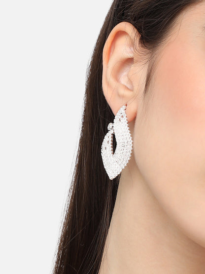 Silver Plated Designer Stone Party Stud For Women
