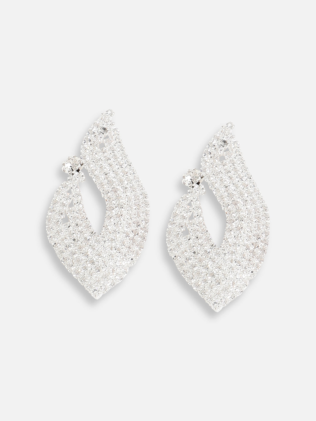 Silver Plated Designer Stone Party Stud For Women