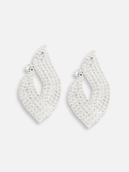 Silver Plated Designer Stone Party Stud For Women