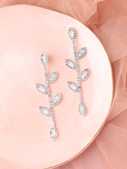 Silver Plated Designer Stone Party Drop Earring For Women