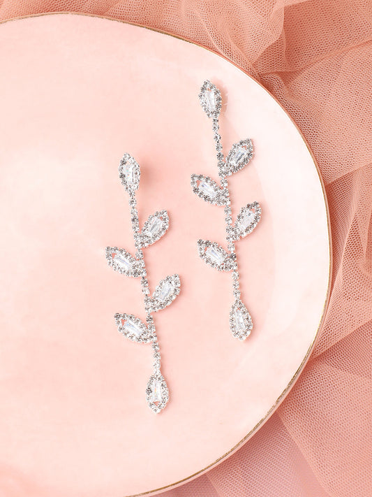 Silver Plated Designer Stone Party Drop Earring For Women