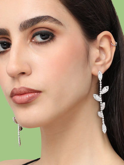 Silver Plated Designer Stone Party Drop Earring For Women